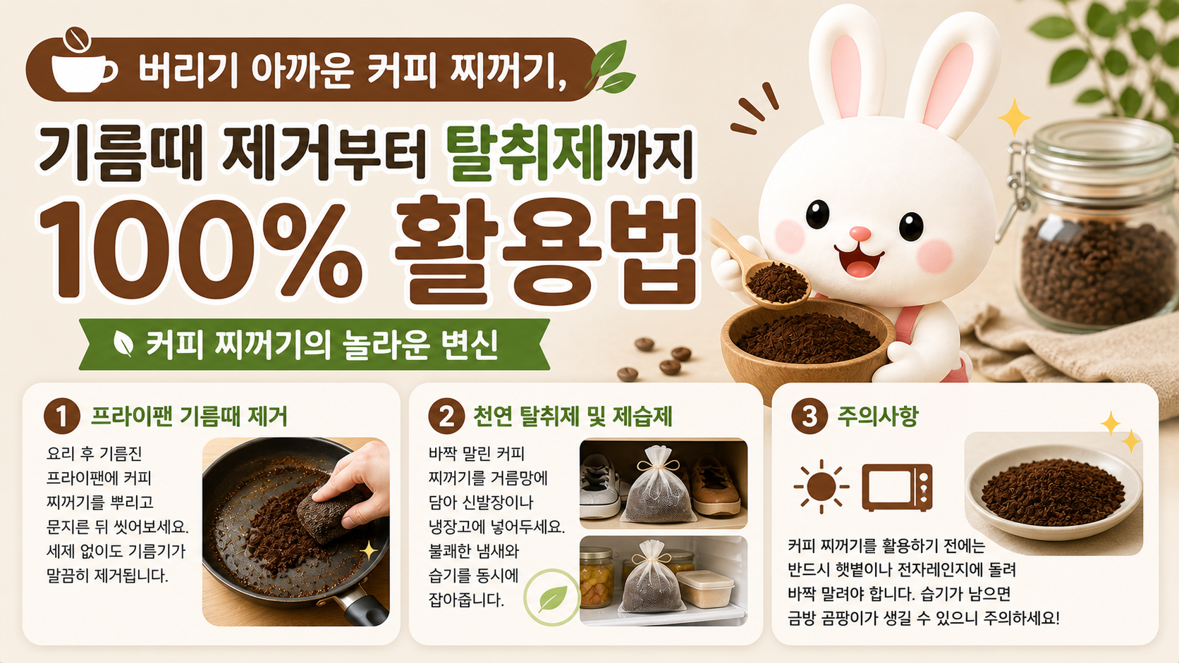 ☕ 버리기 아까운 커피 찌꺼기, 기름때 제거부터 탈취제까지 100% 활용법