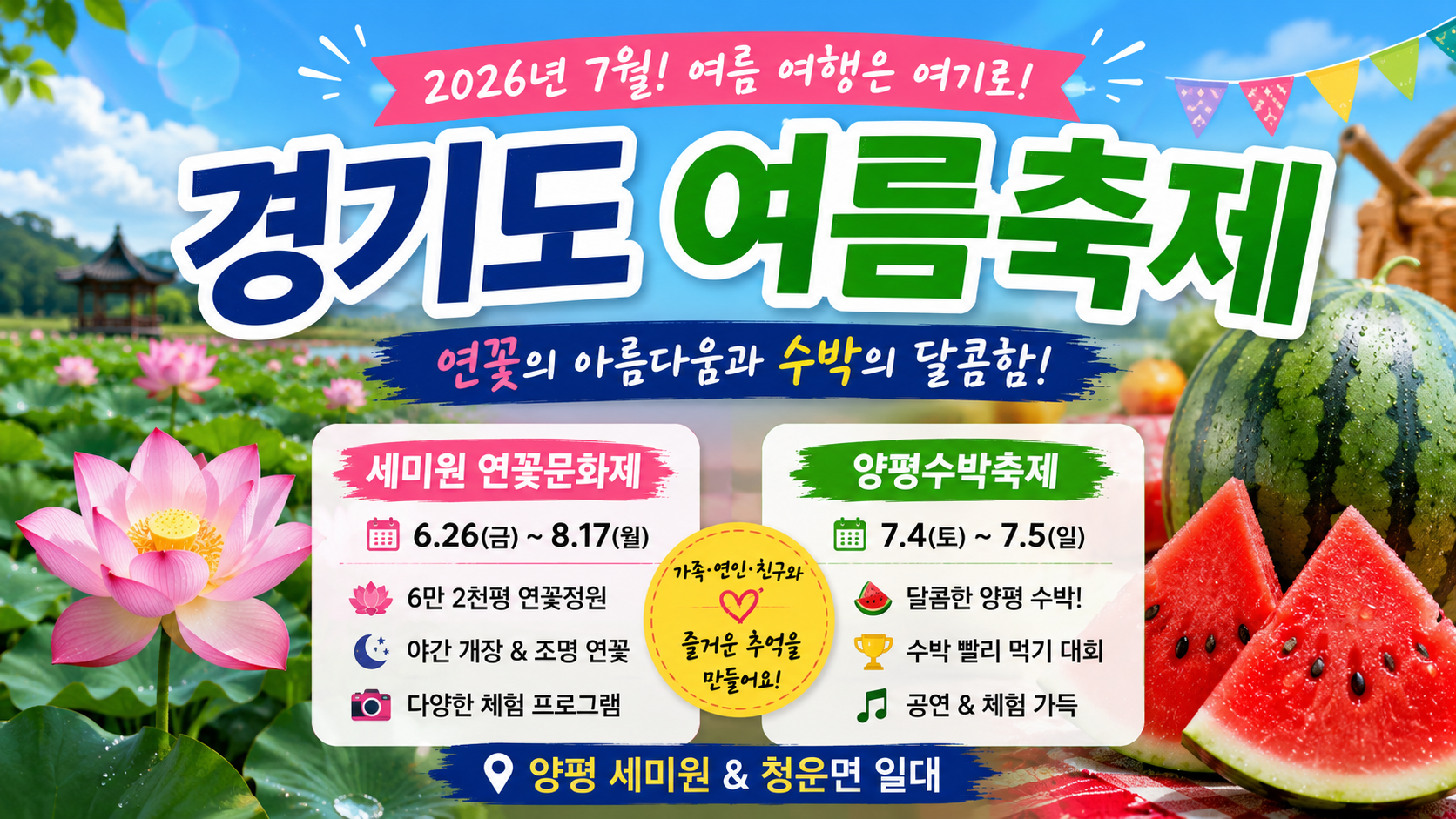 2026년 7월 경기도 가볼 만한 여름 축제 총정리: 연꽃과 수박의 향연
