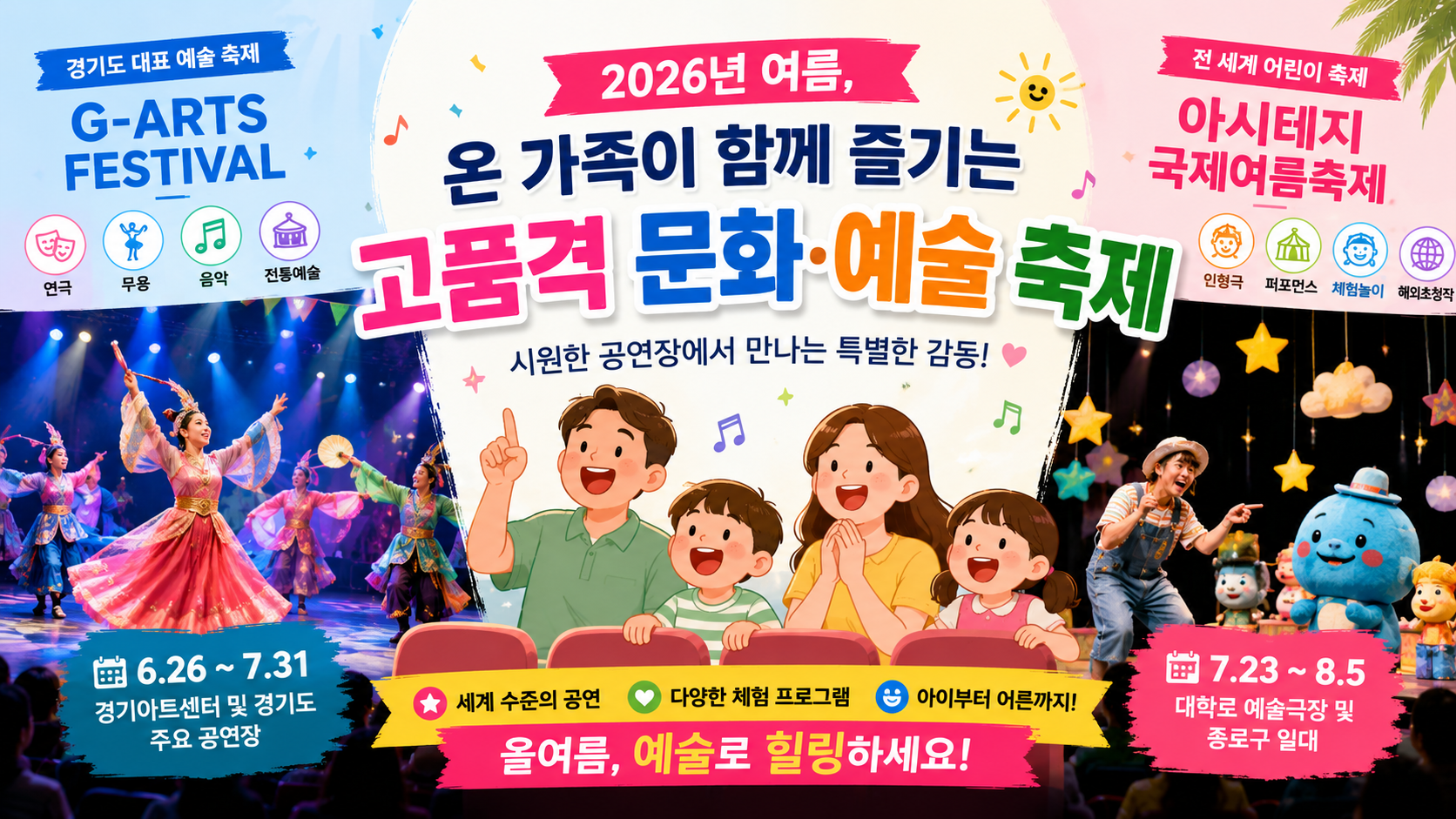 2026년 여름, 온 가족이 함께 즐기는 고품격 문화 예술 축제 (G-ARTS & 아시테지)
