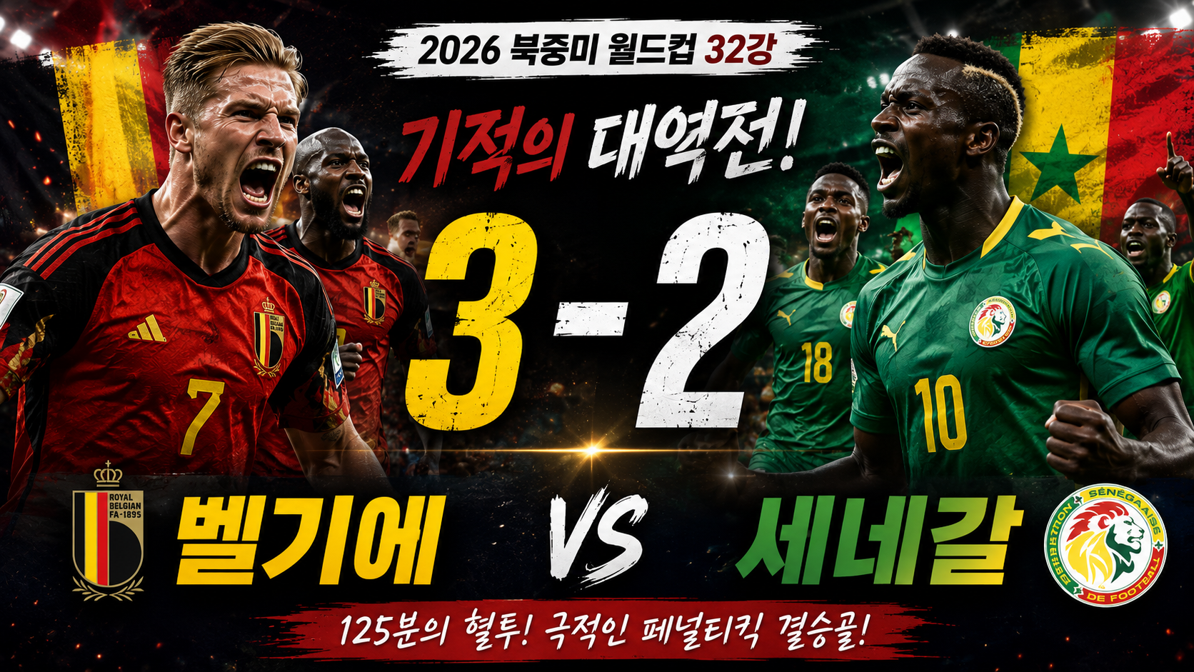 2026 북중미 월드컵 32강: 벨기에 vs 세네갈 (3-2) 기적의 대역전극 4000자 심층 리뷰