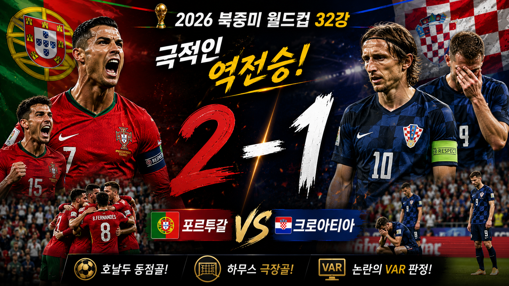2026 월드컵 명승부: 포르투갈 2:1 크로아티아 대역전극 완벽 분석