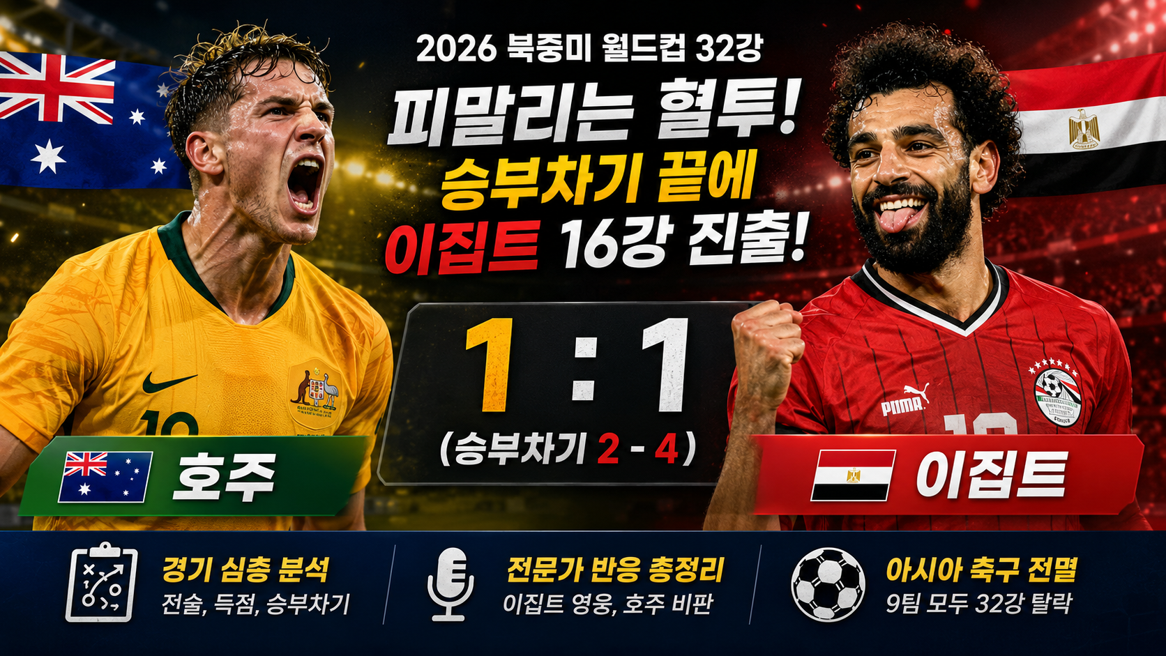 2026 월드컵 32강: 호주 vs 이집트 전문가 심층 분석